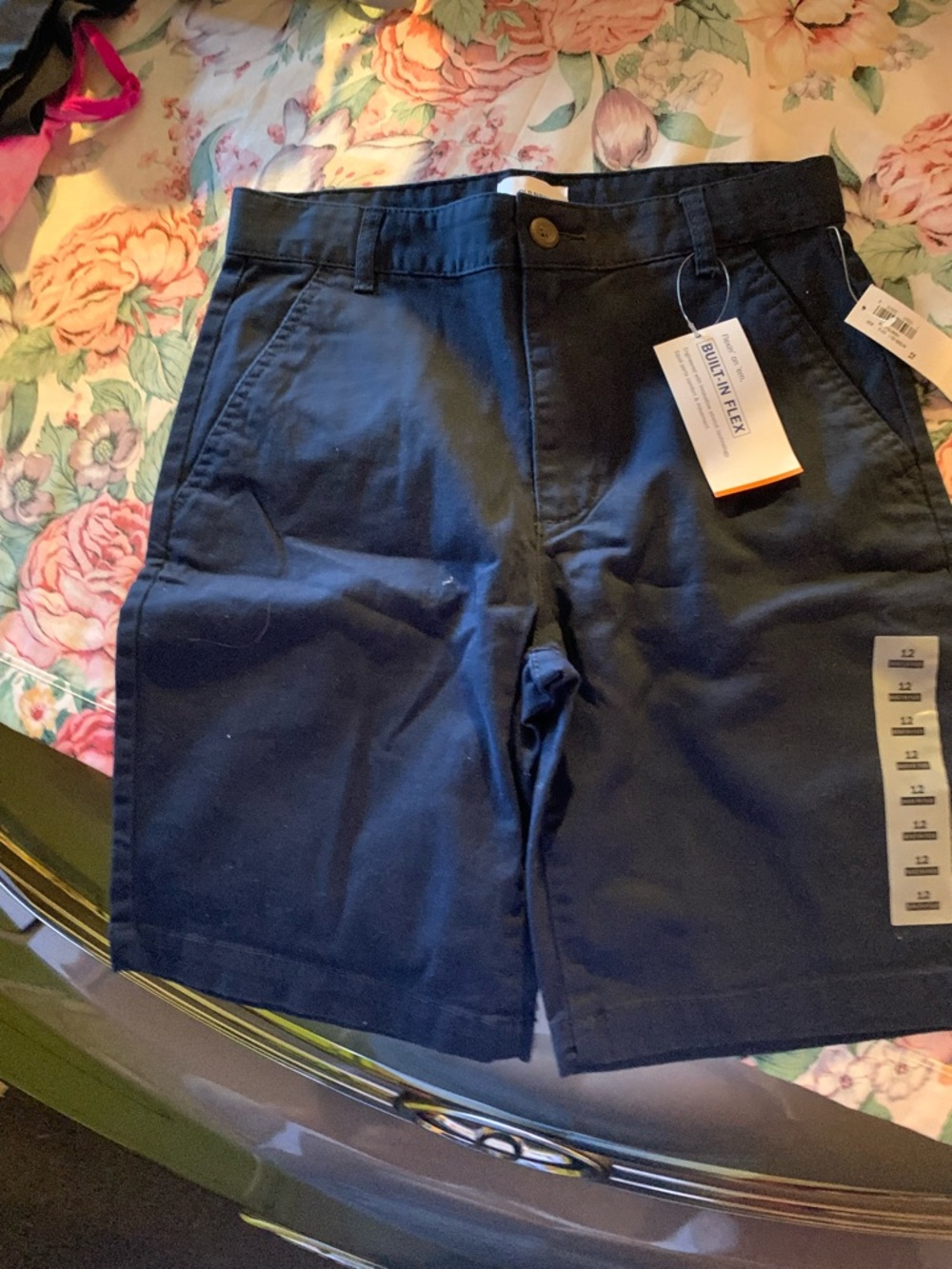 Old Navy Boys Navy Blue Stretch Chino Shorts Size 12 - Picture 1 of 7